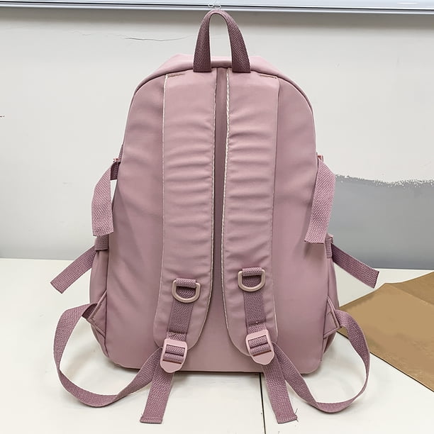 Bolso de hombro de color sólido Paquete de estudiante de color sólido para libro de computadora portátil (rosa)