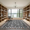 thumbnail image 2 of ODIKA 9'x12' Washable Area Rug Boho Border Farmhouse Minimalist Striped Diagonal Herringbone Flowing Dynamic for Dining Room, Basement, Large Office, Non-Slip Chair-Friendly, 2 of 7
