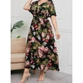 thumbnail image 5 of XCHQRTI Women's Plus Size Boho Dress Belted Layered Summer Chiffon V Neck Dresses, 5 of 7