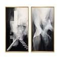 thumbnail image 2 of Designart "Ascending Stairways Minimal Black and White" Abstract Painting Framed Wall Art Set Of 2 - Modern Black Frame Gallery Set For Office Decor, 2 of 6