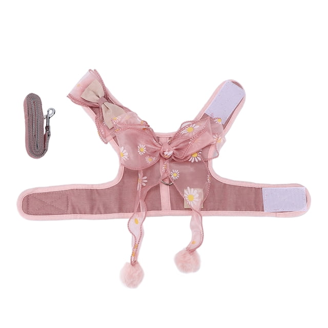 Arnés y correa para gatos, transpirable, con lazo de hadas, cuerda para caminar al aire libre, color rosa hada, talla S