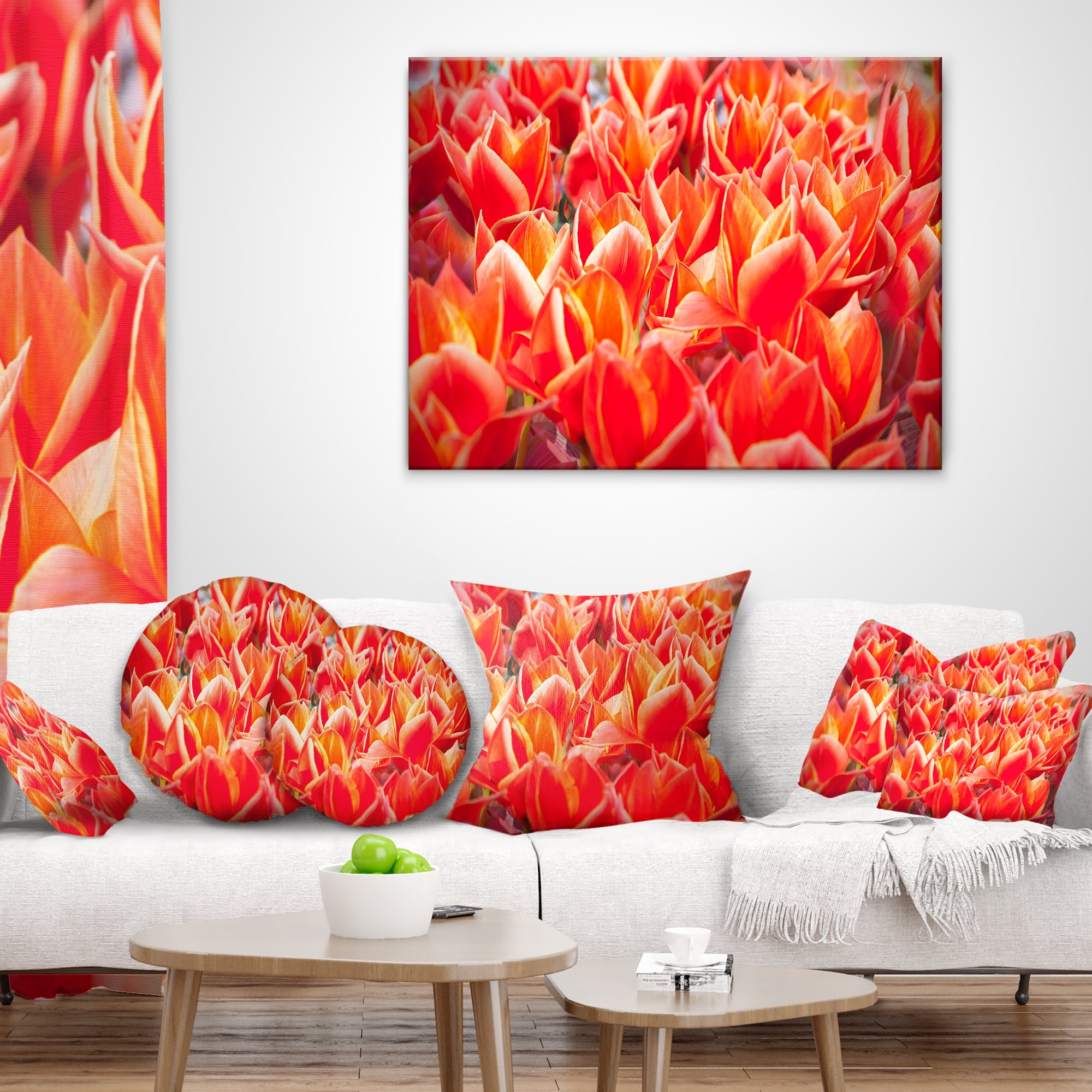 Designart Tulip Flowers in the Keukenhof Park - Floral Throw Pillow - 12x20