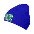 thumbnail image 2 of LNWH Knitted Acrylic Hat, Green Watercolor Geometric Pattern Winter Beanie Hat for Cold Weather, Blue, 2 of 4