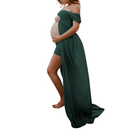 

Womens Maternity Off Shoulder Maxi Dress Photography Photo Long Gow