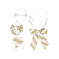 thumbnail image 3 of INSPIRE CHIC Women's Bowties Stylish Adjustable Elastic Band Pre-tied Stripe Bow Ties 1pcs Champagne White, 3 of 6