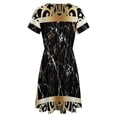 thumbnail image 5 of Black Gold Marble Pattern Dress Summer Street Style Dresses Female Short Sleeve Printed Sundress, 5 of 7