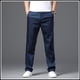 thumbnail image 1 of Pantalones de hombre de longitud completa con cremallera, rectos, de seda de hielo, lavado de negocios, pantalones largos casuales avanzados, pantalones de poliéster para hombre, 1 of 8