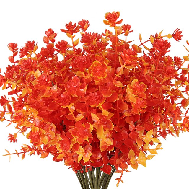 Flores artificiales RECUTMS, 8 paquetes, decoración dorada de otoño