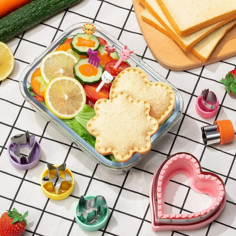 Sandwich Cutter And Sealer - 5 PCS Decruster Sandwich Maker Peanut Butter And Jelly Crustless Sandwich Bread Pancake Maker Cookie Cutter For Kids Children Boys Girls