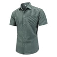 thumbnail image 2 of hotojiny Men's Short Sleeve Shirt Regular Fit Button Down Collar Shirts Business Wedding Casual Plaid Shirt with Pocket, 2 of 6