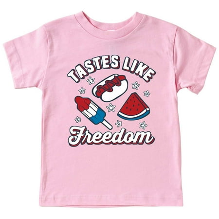 

ZMHEGW Kid Independence Day T Shirt Yastes Like Freedom Humorous Cartoon Print T Shirt for Children 3 To 13 Years