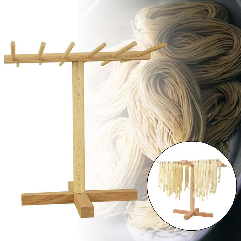 Wooden Pasta Drying Rack ,Pasta Making Accessories with 12 Bars, Spaghetti  Noodle Dryer Stand for Cooking 