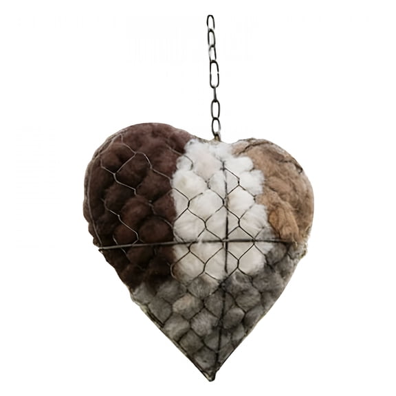 ZULAR Handmade Fiber Bird Nesting Heart Set, Refillable Birds Haven 1 Heart Shape Hummingbird Nesting & 3 Bags of Nest Materials for Animal Hummingbirds Lovers Home Garden Yard Winter Fowl Gifts
