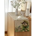 thumbnail image 5 of Table Runner 60 Inches Long for Kitchen Dining, Spring Floral Dresser Scarf Farmhouse, Dining Table Decorations for Wedding/Parties, Birds Cabin Watercolor Botanical Retro Art 13 x 60 In, 5 of 8