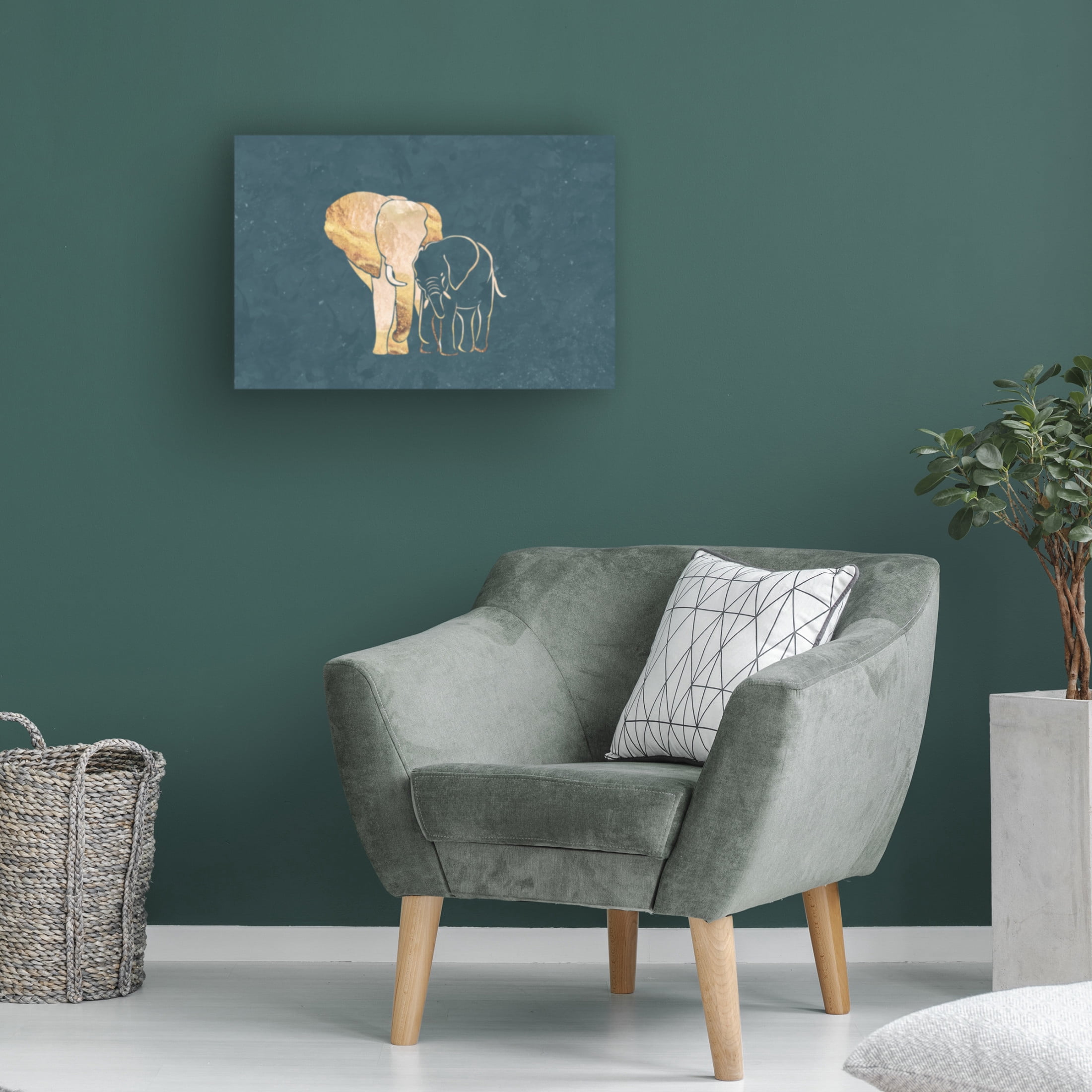 Trademark Fine Art Sarah Manovski Elephant mum baby gold Canvas Wall Art