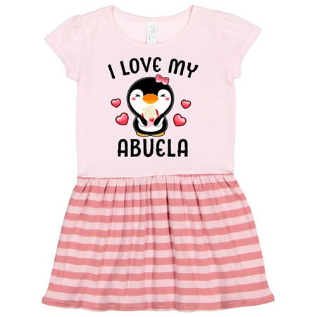 

Inktastic I Love My Abuela with Cute Penguin and Hearts Gift Toddler Girl Dress