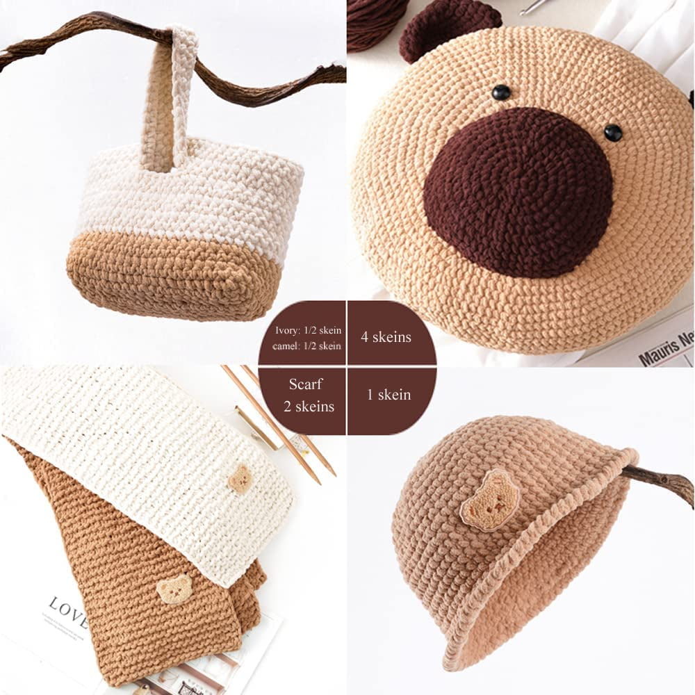 1PCS Soft Chenille Yarn Blanket Yarn,Velvet Yarn for Knitting,Yarn for  Crocheting,Crochet Yarn for Sweater/Hat/Blankets/DIY Craft(Caramel)