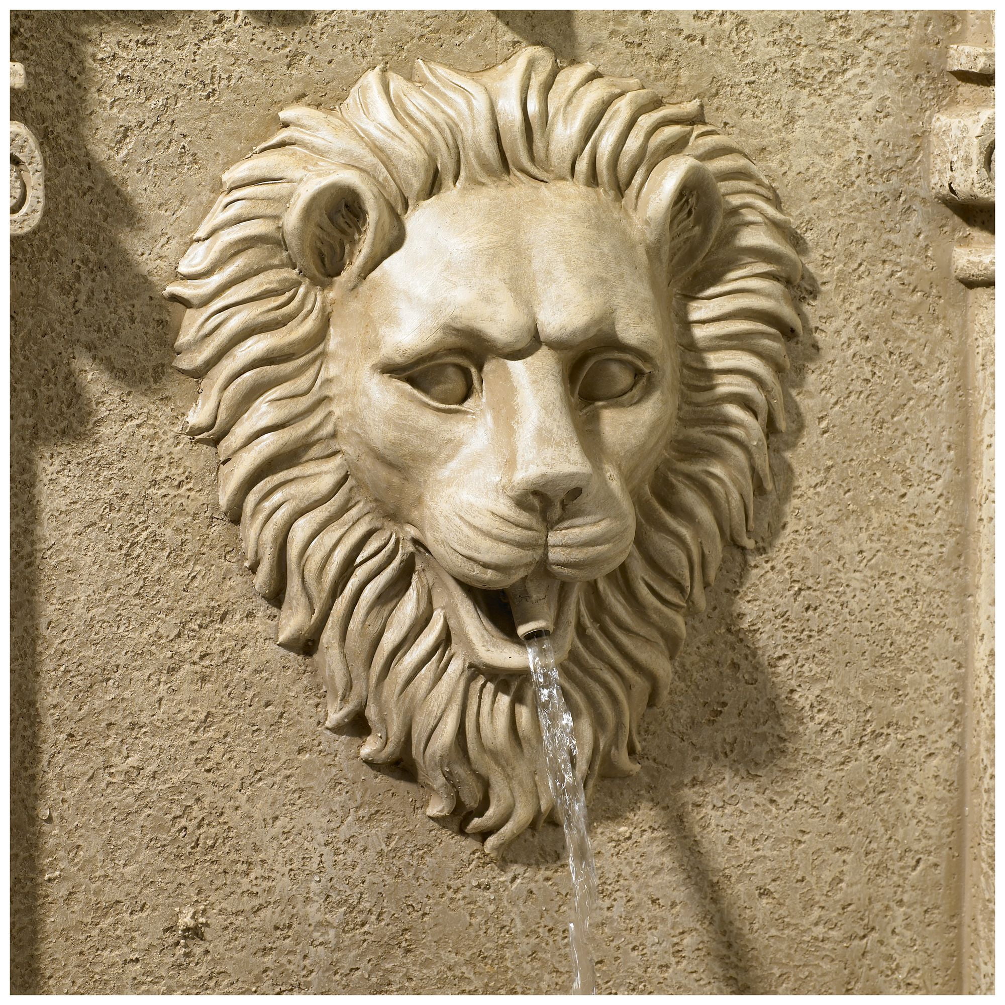 Royal Lion Face 31" High Large Italian Indoor Outdoor Decor Sand Stone Wall Fountain Statue Outside Garden Patio