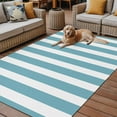 thumbnail image 2 of Fsddascl Aqua Striped Outdoor Rug for Patio/Deck/Porch, Non-Slip Large Area Rug 6 x 9 Ft, Modern Farmhouse Blue White Stripes Indoor Outdoor Rugs Washable Area Rugs, Reversible Camping Rug Carpet, 2 of 5