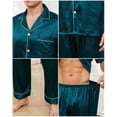 thumbnail image 5 of Mens Silk Satin Pajama Set Short Sleeve Button Down Pajama Set for Men 2 Piece Men's Satin Sleepwear Men's Long Pants Pajamas Set Mens Soft Loungewear Sets, S-XXL, 5 of 13