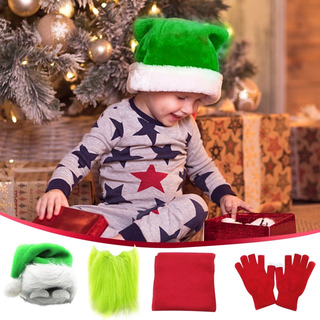 Ganfancp Niños de Navidad Papá Noel Juego de Disfraces de Papá Noel Barba de Navidad Sombrero Bufanda y Guantes de Navidad para Niños Cosplay Fiesta de Navidad Foto Prop Liquidación Ventas Hoy Oferta