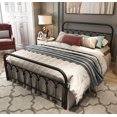 thumbnail image 2 of Bed Frame Full Size with  Headboard and Footboard Platform Base Wrought Iron (Black), 2 of 7