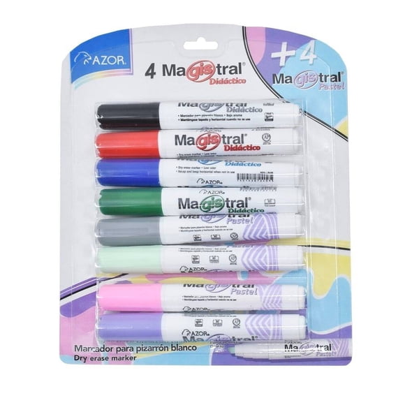 Marcadores para Pizarrón Blanco Azor Magistral Multicolores 8 Piezas