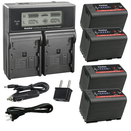 Kastar 4-Pack BP-950GPro Battery and AC LCD Dual Fast Charger Compatible with Canon EOS C500 PL ES50 ES55 ES60 ES65 ES75 ES300V ES410V ES420V ES520A ES4000 ES5000 ES6000 ES6500V ES7000ES Camera