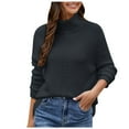 thumbnail image 1 of Fall Sweater for Women Turtleneck Knit Ribbed Sweater Tops Solid Color Long Sleeve Trendy Casual Comfy Winter Pullover, 1 of 4