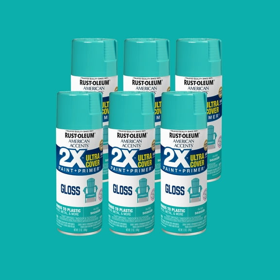 6 Pack, Seaside Rust-Oleum American Accents 2X Ultra Cover Gloss Spray Paint-327883, 12 oz