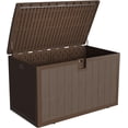 thumbnail image 4 of YUSAZENS Boîte de Rangement Extérieure de 130 Gallons, Résine Plastique, Résistante aux Intempéries, Contenant Organisateur d'Outils de Patio Brun, 4 of 8