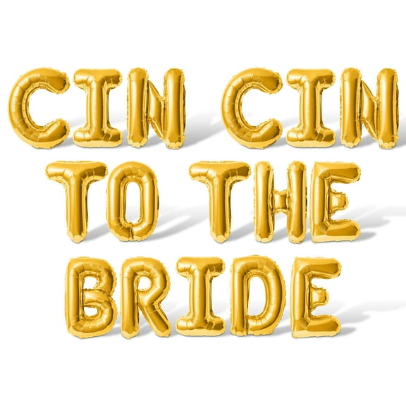 Letter Balloons - CIN CIN TO THE BRIDE 16" Inch Alphabet Letters Foil Mylar Balloon Bachelorette Party Banner (Gold)