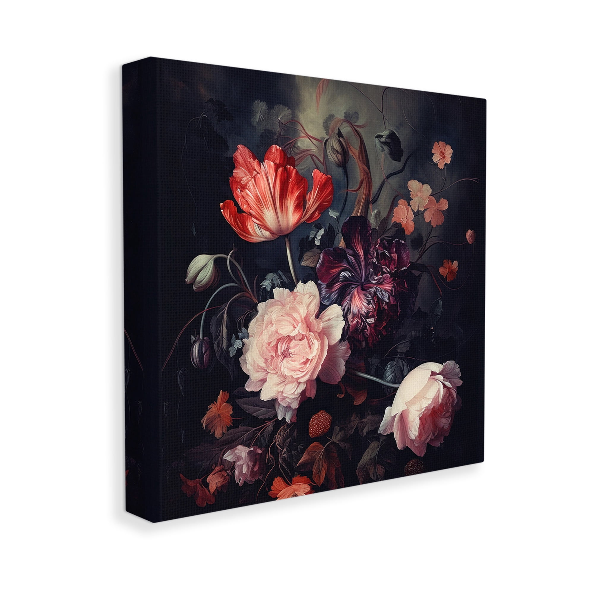 Stupell Industries Dark Elegant Flowers Botanical & Floral Photography Gallery Wrapped Canvas Art Print Wall Art, 36 x 36