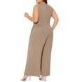 thumbnail image 4 of DARING DIVA Women's Plus Sleeveless Crew Neck Jumpsuit with Pockets 4X Dark Khaki, 4 of 6