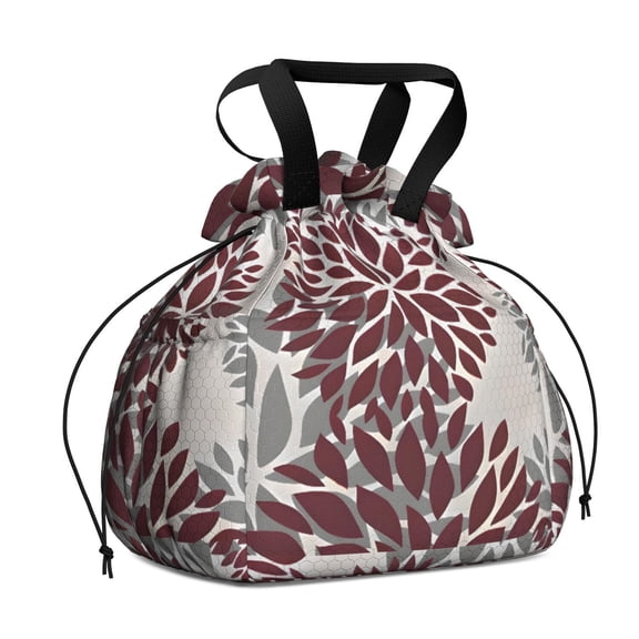 Boho Bohemia Pioneer Flower Art Drawstring Lunch Bag Women - Drawstring Lunch Bag Insulated for Work Office - Stain-Resistant Large Lunchbags for Women with Multi-Pockets