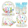 thumbnail image 3 of 140 Pieces Easter Tableware Set Party Supplies Happy Easter Egg Pattern Plates Napkins Forks. Spring Celebration Picnic Tableware Suitable For 20 Guests, 3 of 4