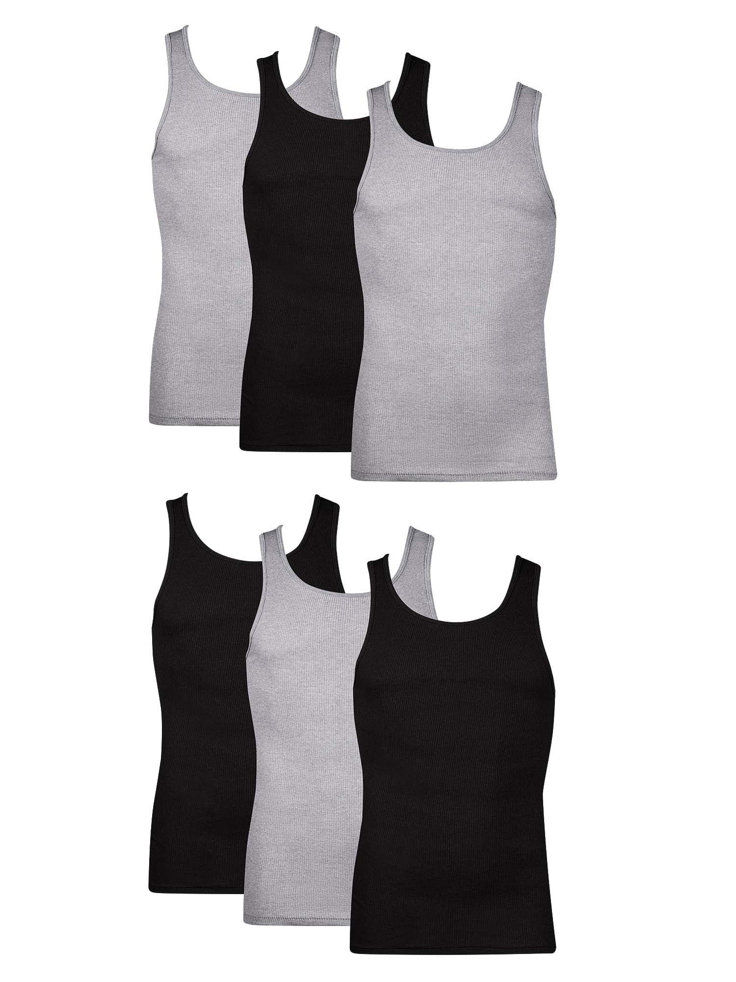Hanes Men's Value Pack Black/Grey Tank Undershirts, 6 Pack