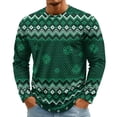 thumbnail image 2 of Christmas Men Round Neck Long Sleeve Pullover Top, Novelty Printed Xmas Festive Casual Wear, Comfortable Winter Party Shirts, Stylish Daily Outfit For Holiday White L, 2 of 7