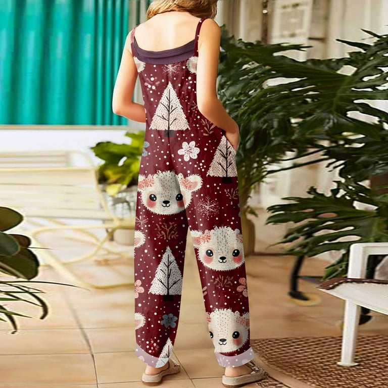Fgvctg Womens Christmas Jumpsuits Wide Leg Cute Xmas Graphic