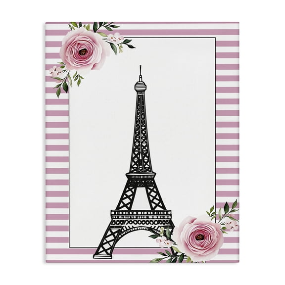 Parisian Tower & Roses Canvas Wall Art, design by Christine Simpson Art