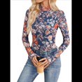 thumbnail image 1 of Top de Larga con Encaje Floral y Cuello Alto para Mujer Flores Azules L, 1 of 9