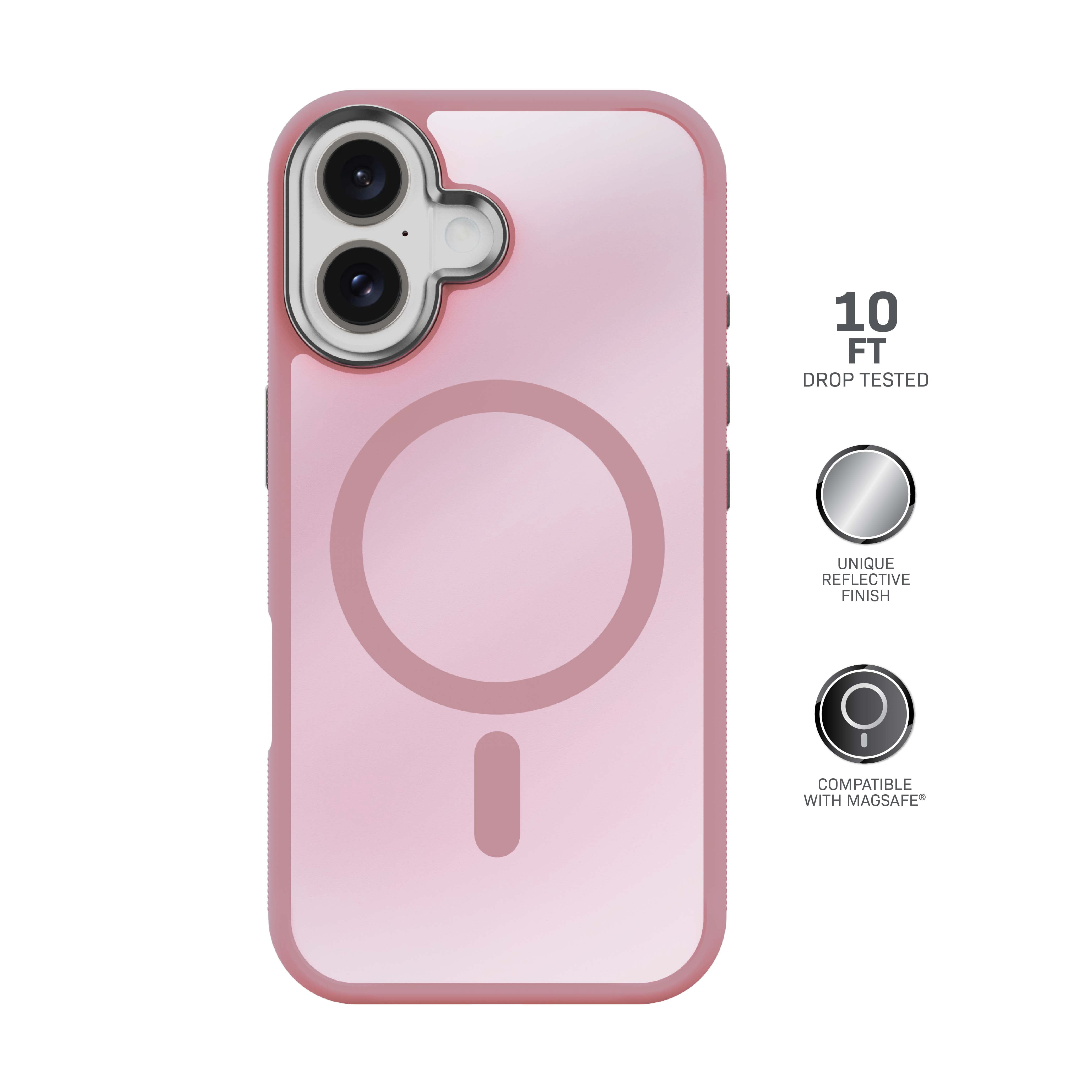Body Glove Reflector Phone Case for iPhone 17, MagSafe Compatible - Metallic Rose Gold