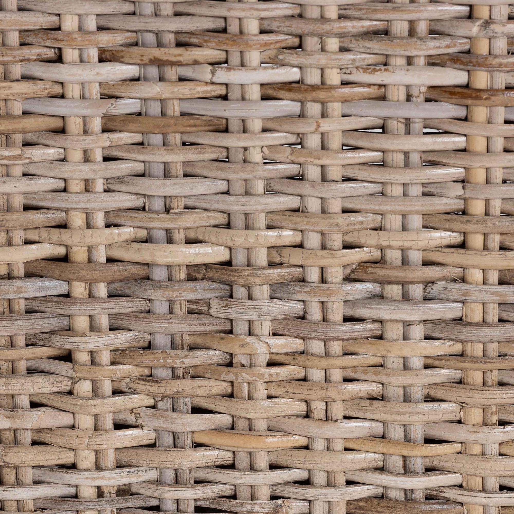 bali & pari Nevina Boho Dining Chair, Handwoven Natural Kubu Rattan, Grey