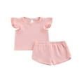 thumbnail image 1 of Newborn Baby Girl Summer Clothes Ribbed Sleeveless Top Elastic Short Pants 2Pcs Set White 3-6 Months, 1 of 8
