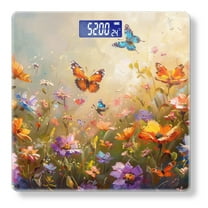 High Precision Body Weight Scale Smart Bathroom Scales with Large LCD Display(400lbs),Decorative for Bedroom-Vibrant Oil Painting Of Butterflies Fluttering Around Colorful