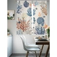 thumbnail image 4 of Blue Coastal Sheer Curtains 72 Inch Length 2 Panels Set Window Treatments, Summer Beach Coral Shell Starfish Vintage Rod Pocket Semi Curtains for Living Room/Bedroom/Kitchen Décor, 104"W x 72"L, 4 of 7