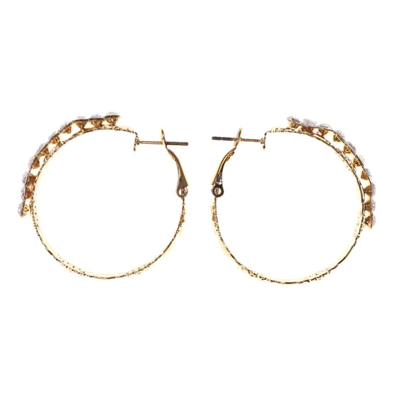 Flower Hoop-Earrings Gold-Tone Color #LQE2635