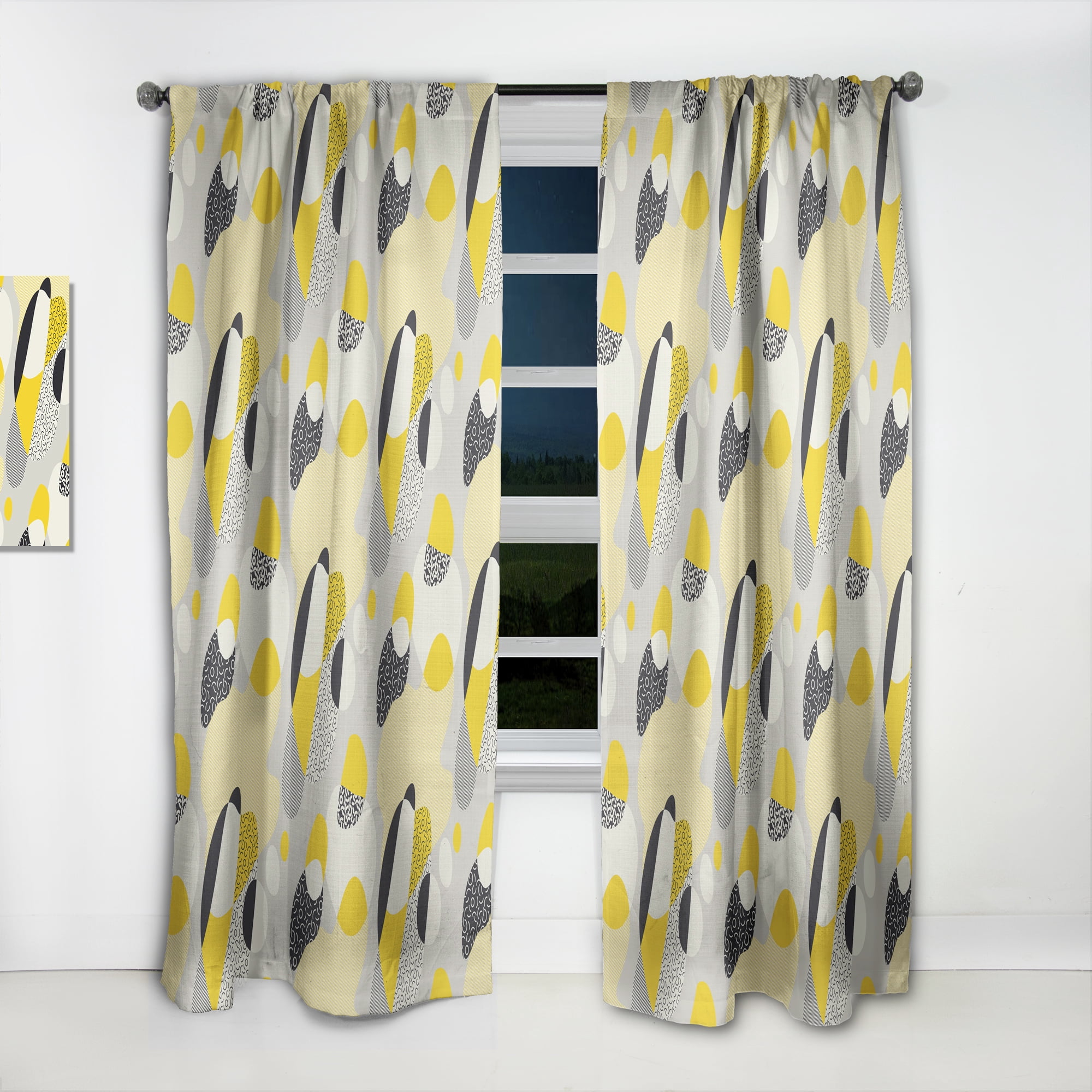 Designart 'Abstract Retro Pattern Design V' Mid-Century Modern Curtain Panel