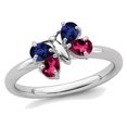 thumbnail image 1 of 4/5 Carat (ctw) Lab Created Ruby and Lab Created Sapphire Butterfly Ring in Sterling Silver, 1 of 5