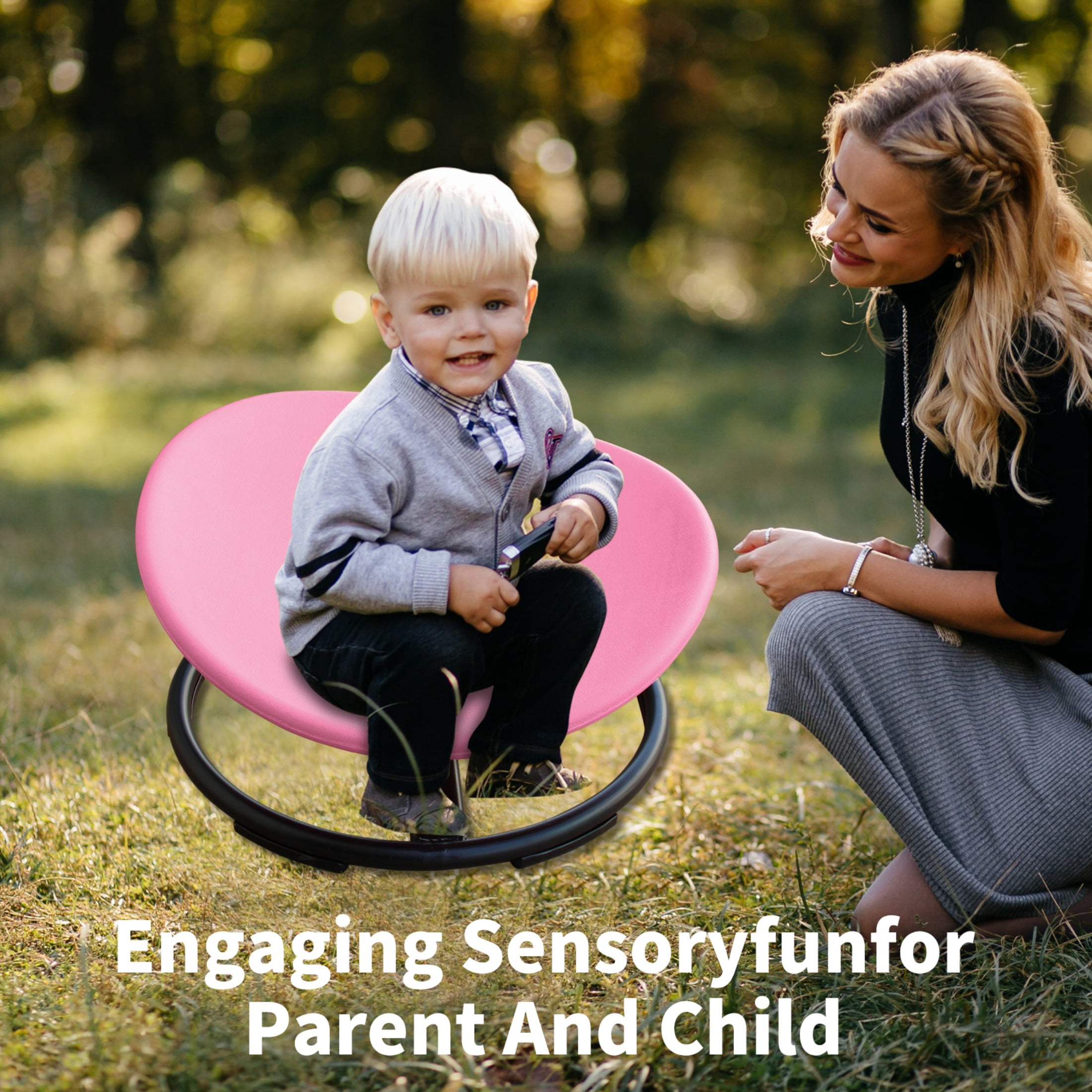 Kids Sensory Spinning and Body Coordination Supports up to 220 lbs and for ADHD, Pink